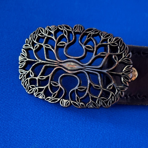 Brown Leather Belt with Gold Tree of life Buckle - Picture 4 of 8